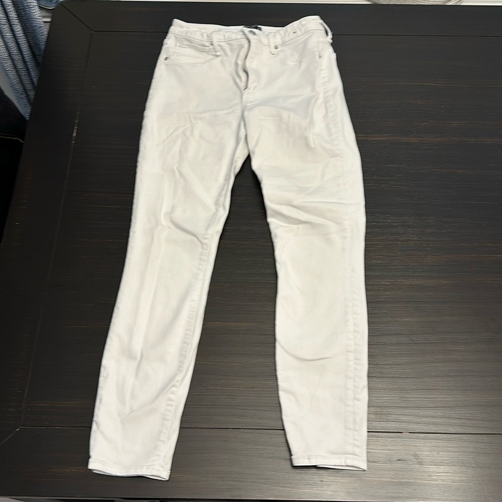Abercrombie Simone High Rise Super Skinny White Jeans
